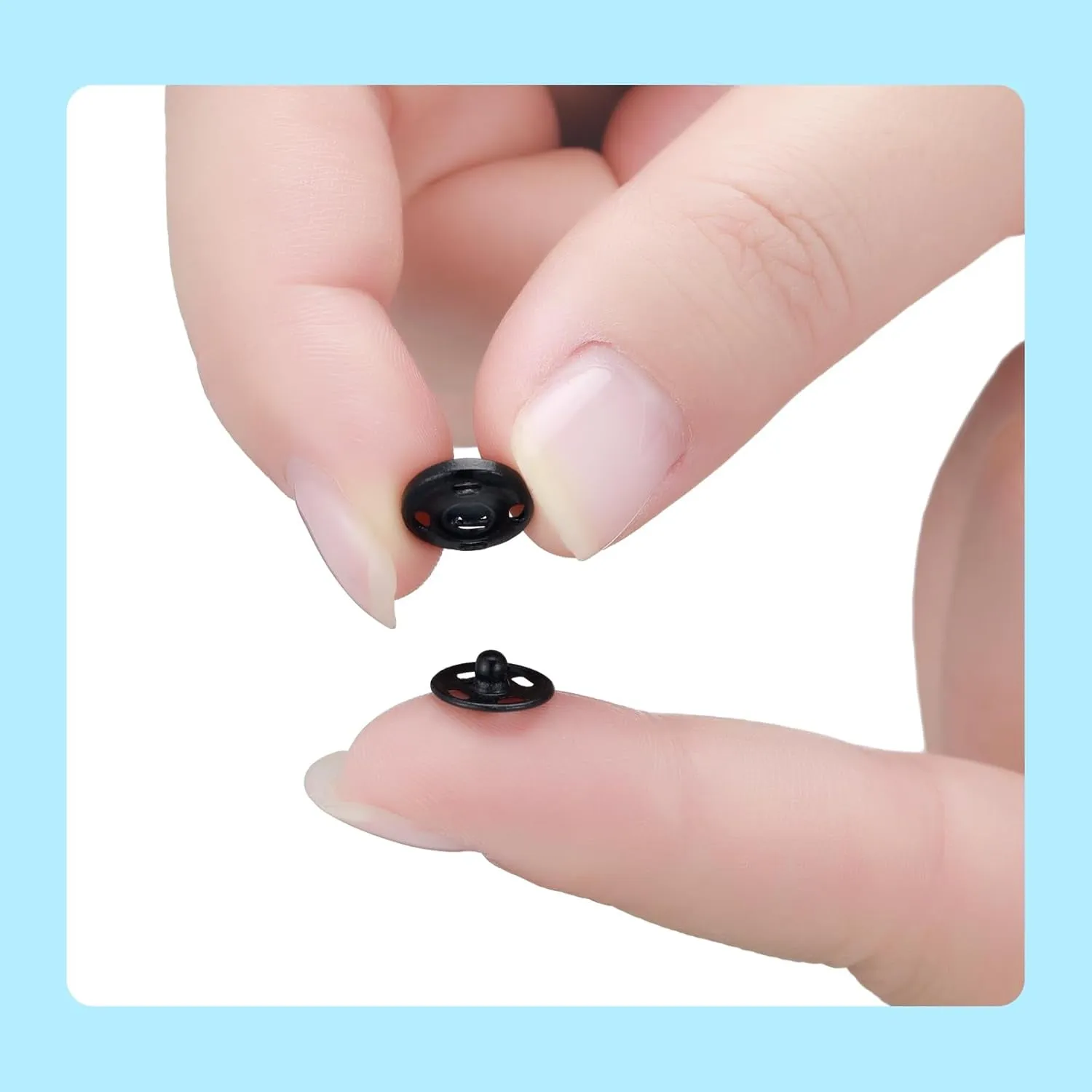 100 Sets Sew-On Snap Buttons Metal Snap Fastener Buttons Press Button for Sewing Clothing, Black and Silvery (8Mm,10Mm)
