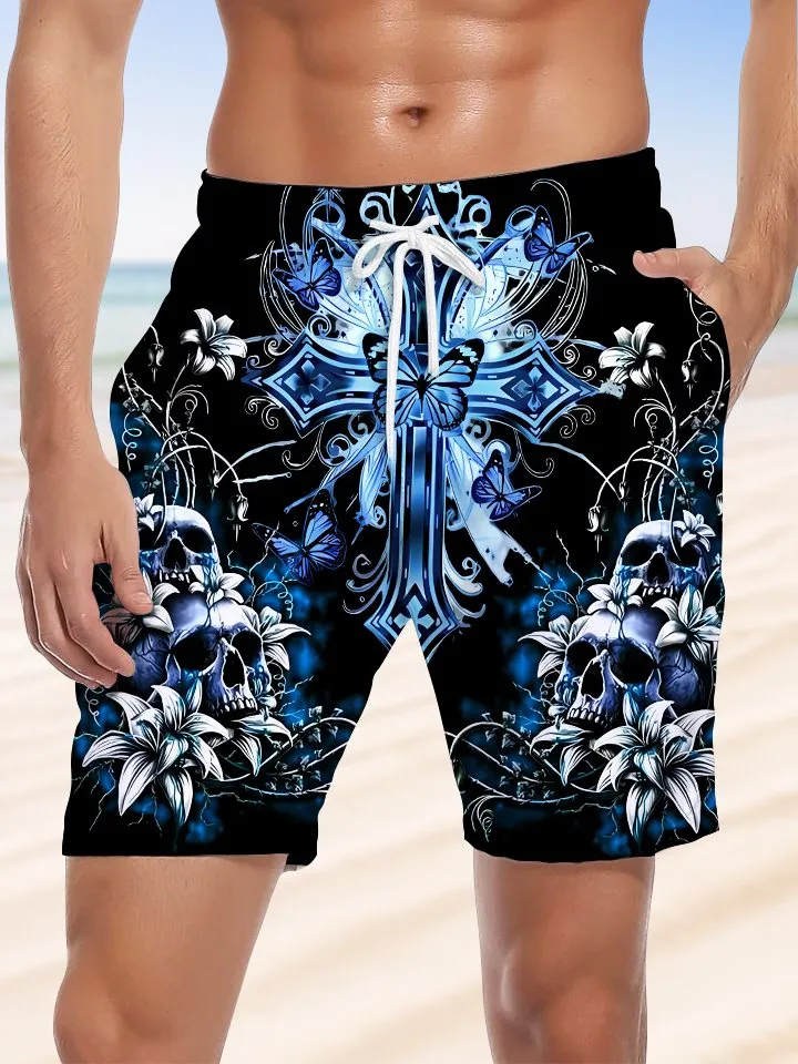 Alohadaddy skull pocket drawstring casual shorts