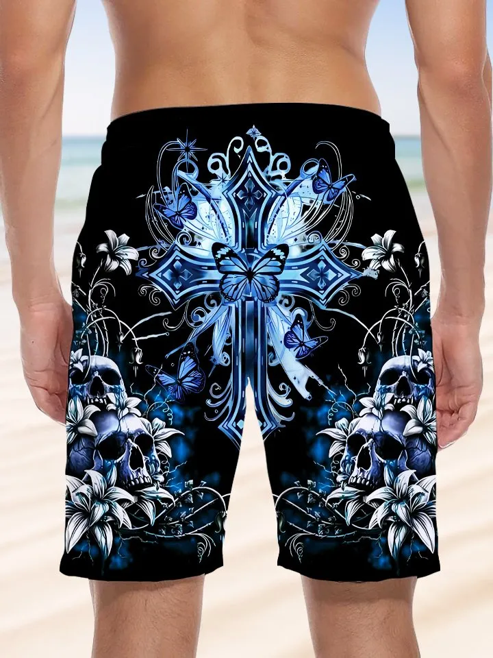 Alohadaddy skull pocket drawstring casual shorts