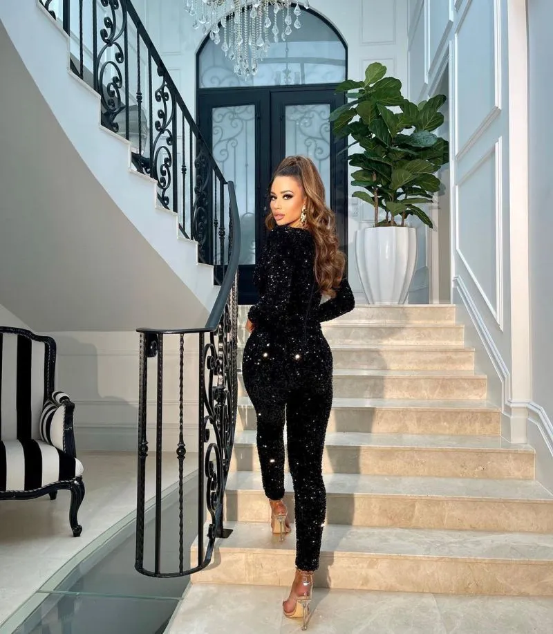 Amozae-   New Spring Sequined Jumpsuits Sleeveless High Waist Bodycon Shinny Elegant For Evening Party Night Club Rompers & Jumpsuits