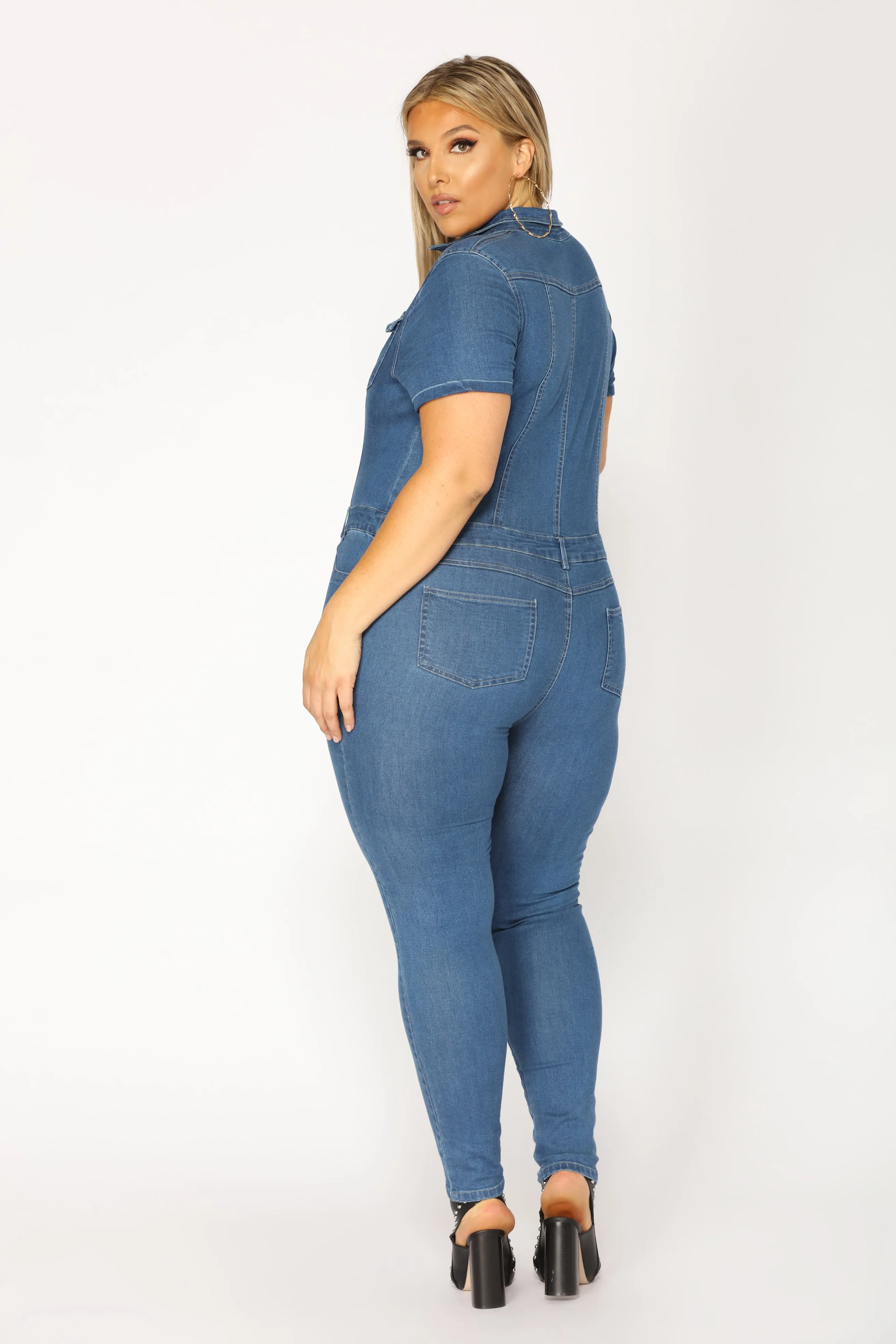 Auto Shop Denim Jumpsuit - Medium Wash