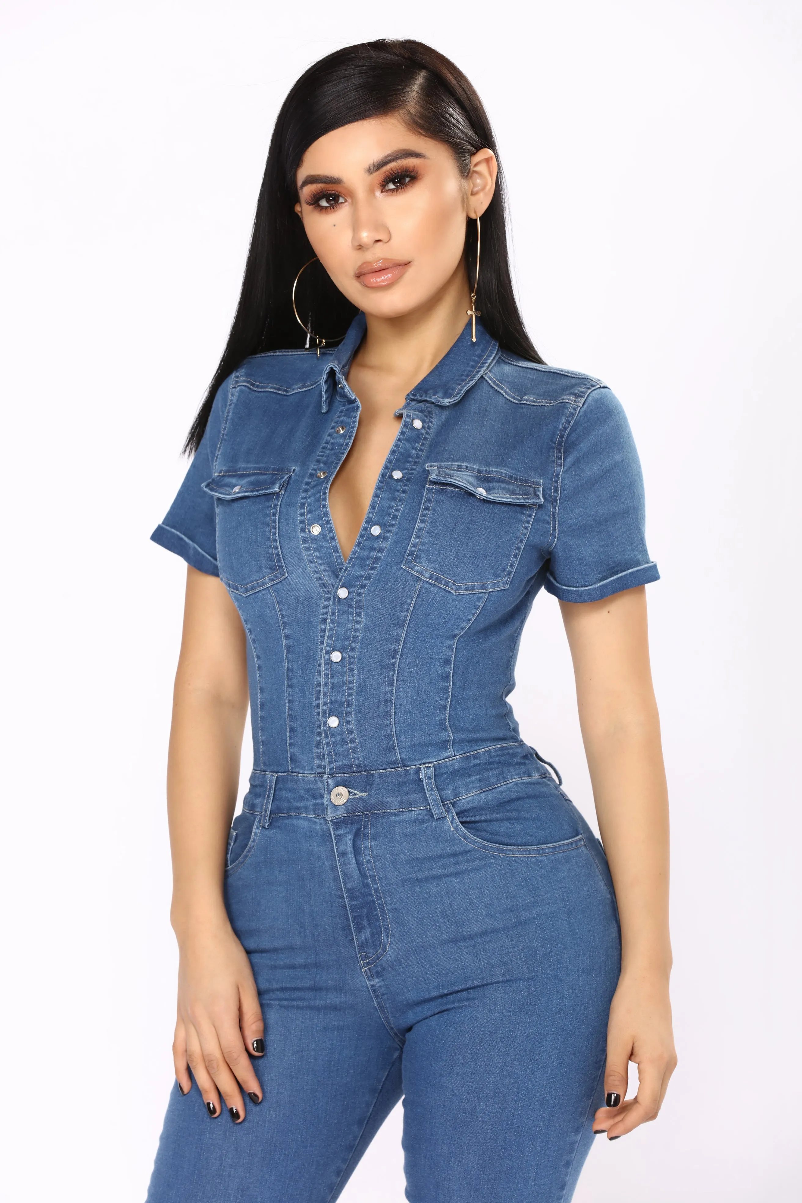 Auto Shop Denim Jumpsuit - Medium Wash