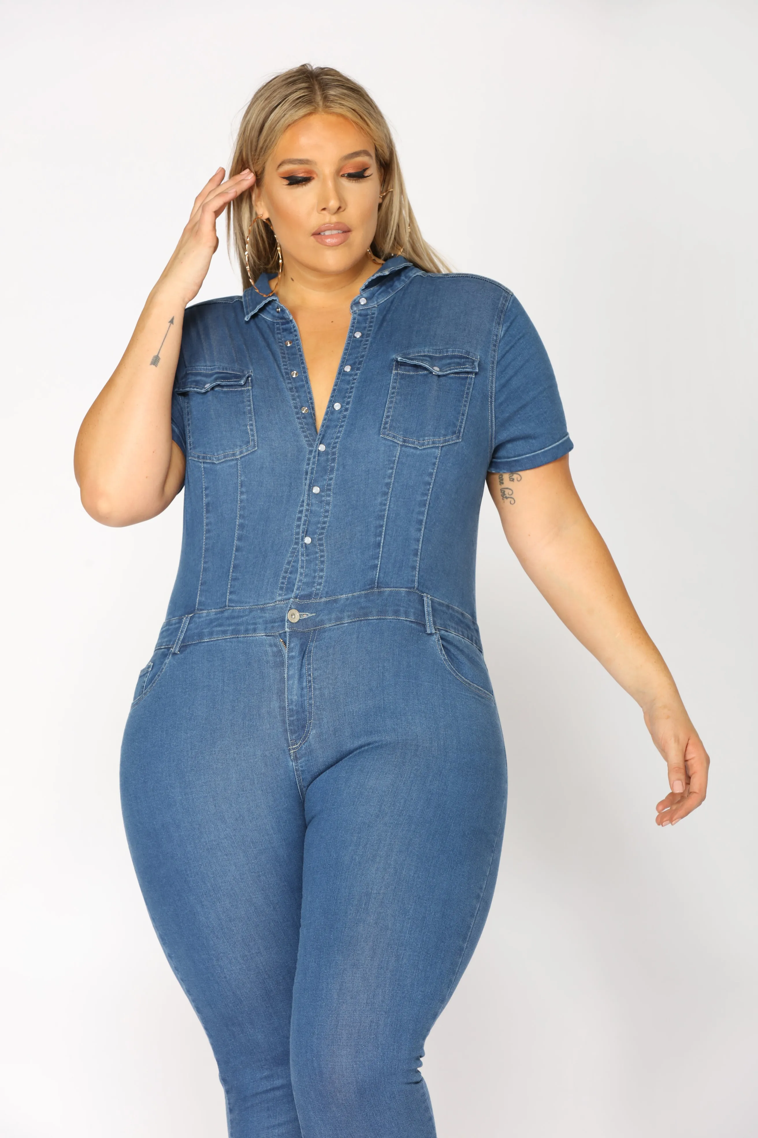 Auto Shop Denim Jumpsuit - Medium Wash