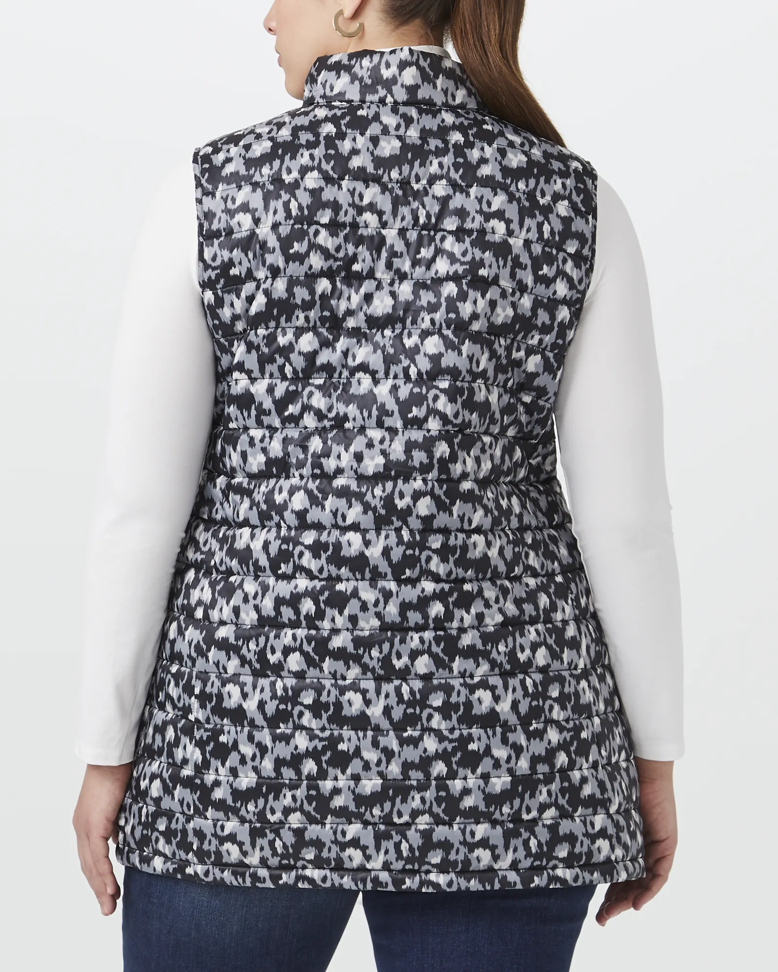 Avalynn Tunic Puffer Vest | Black / White