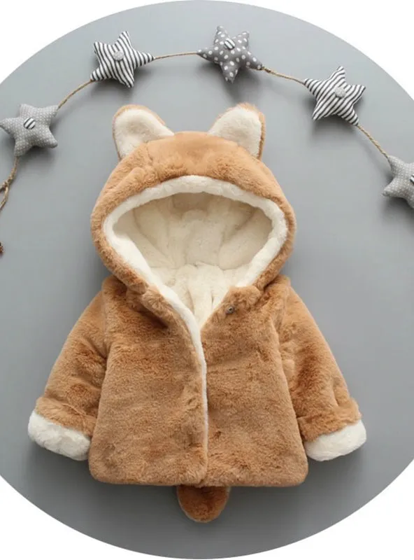 Baby Girls Winter Jackets Warm Faux Fur