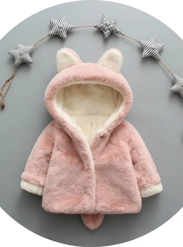 Baby Girls Winter Jackets Warm Faux Fur