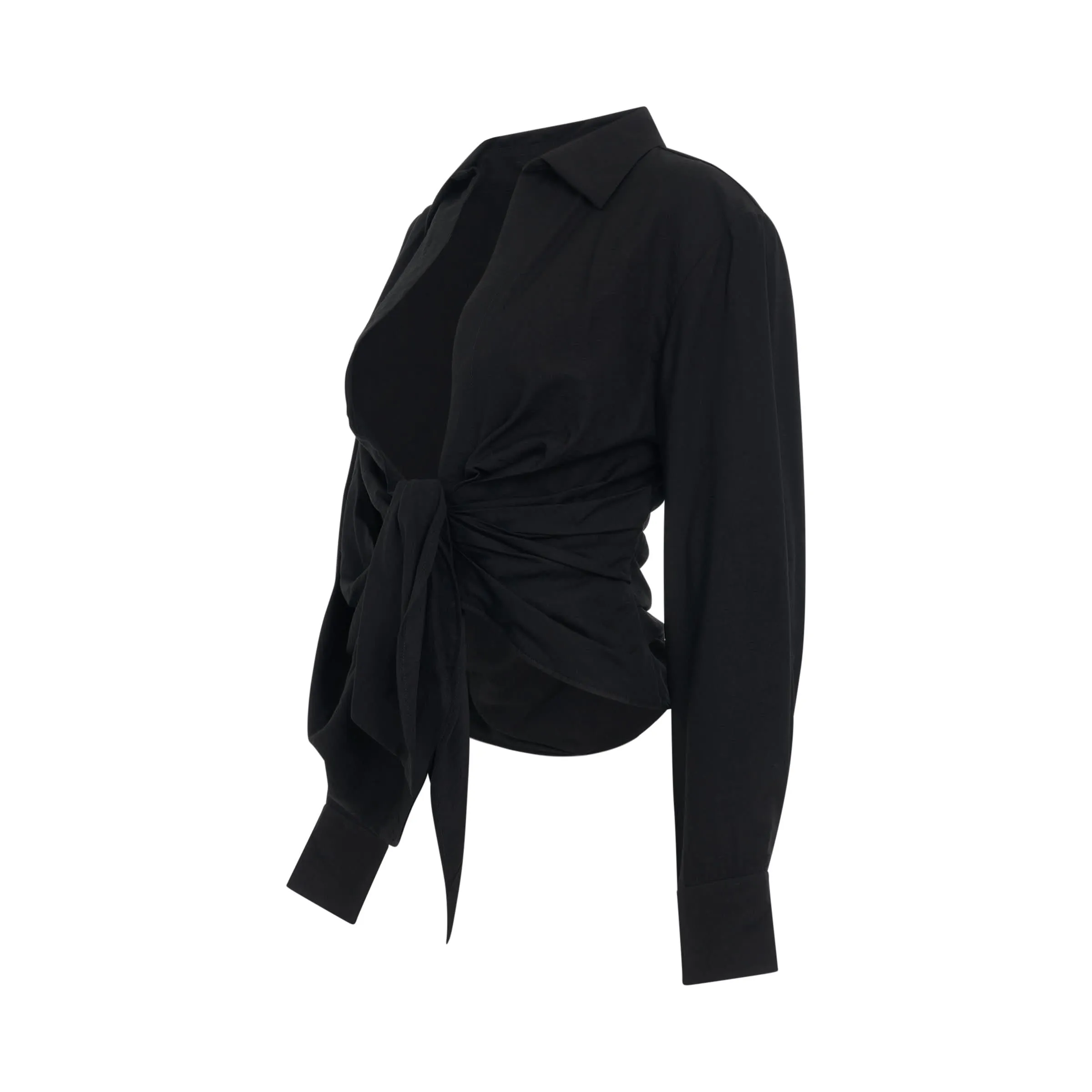 Bahia Tied Sash Shirt in Black