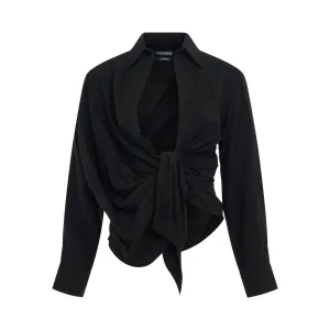 Bahia Tied Sash Shirt in Black