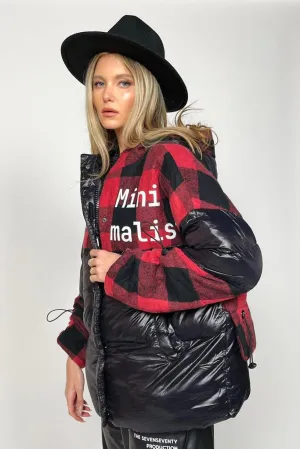 Black and red tartan puffer jacket | MINA PUFFER