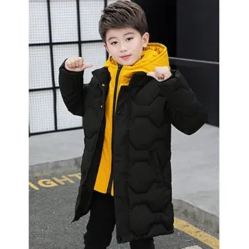 Boys Jacket Autumn Winter Thicken Warm Jackets Long Style Zipper