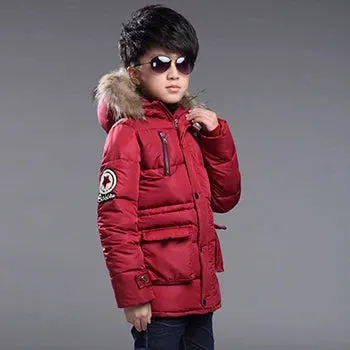 Boys Jacket Autumn Winter Thicken Warm Jackets Long Style Zipper