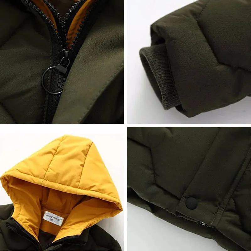 Boys Jacket Autumn Winter Thicken Warm Jackets Long Style Zipper