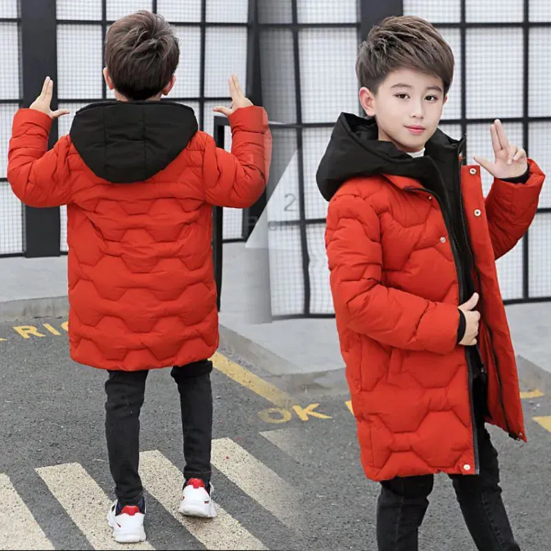 Boys Jacket Autumn Winter Thicken Warm Jackets Long Style Zipper