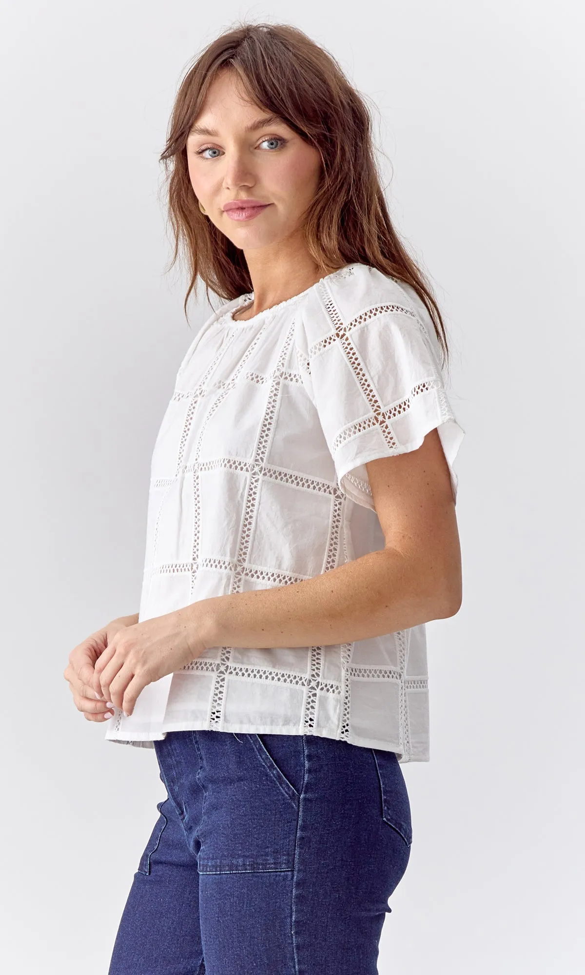 Chantal Cotton Grid Blouse