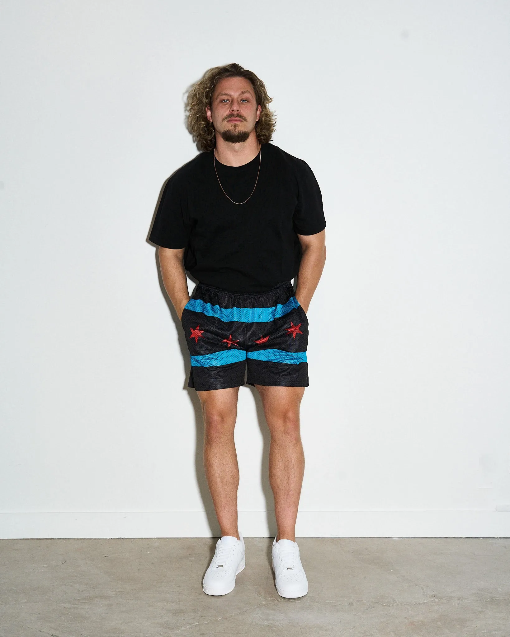 Chicago Flag Black Retro Shorts