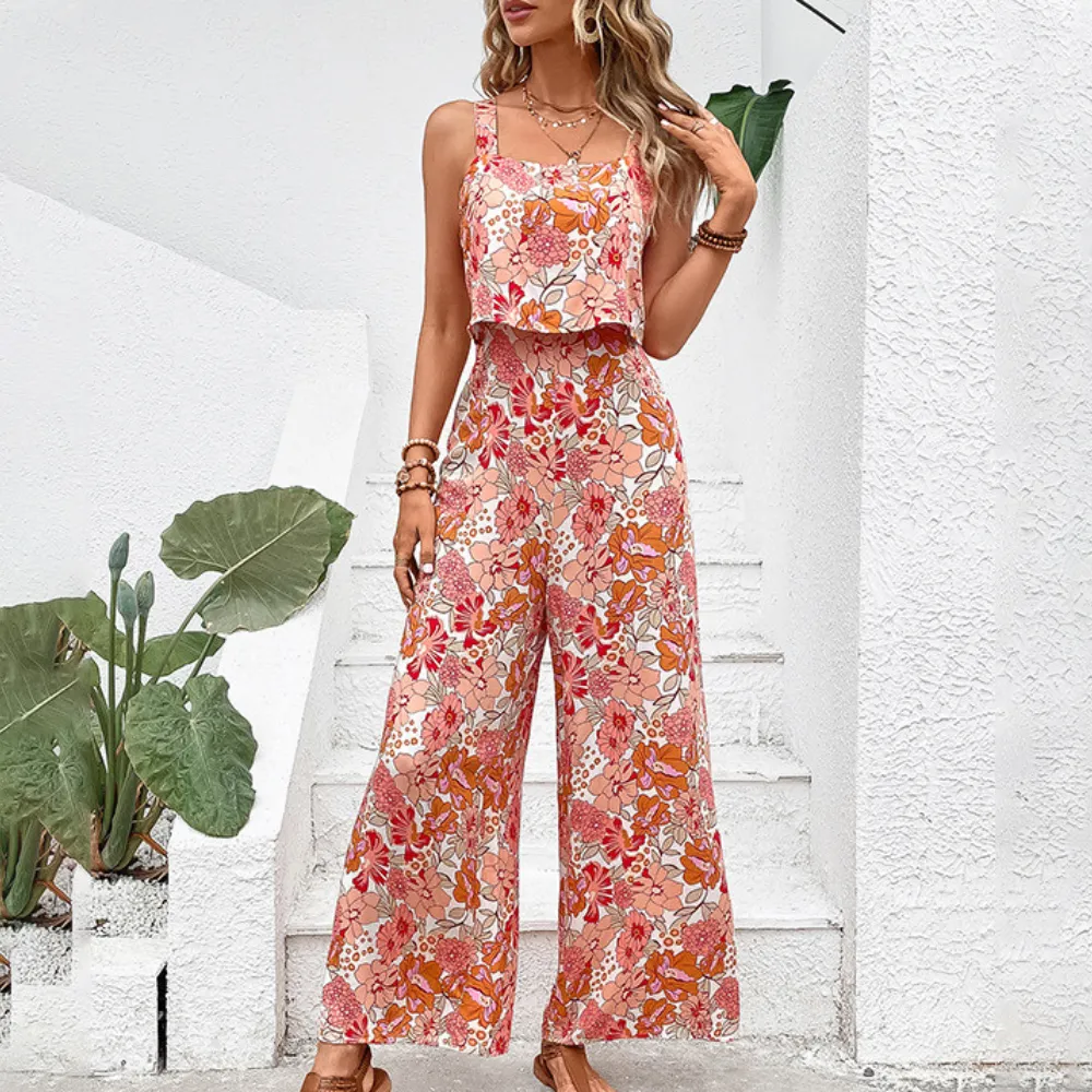 Desiree - Elegant blomstret buksedragt til kvinder
