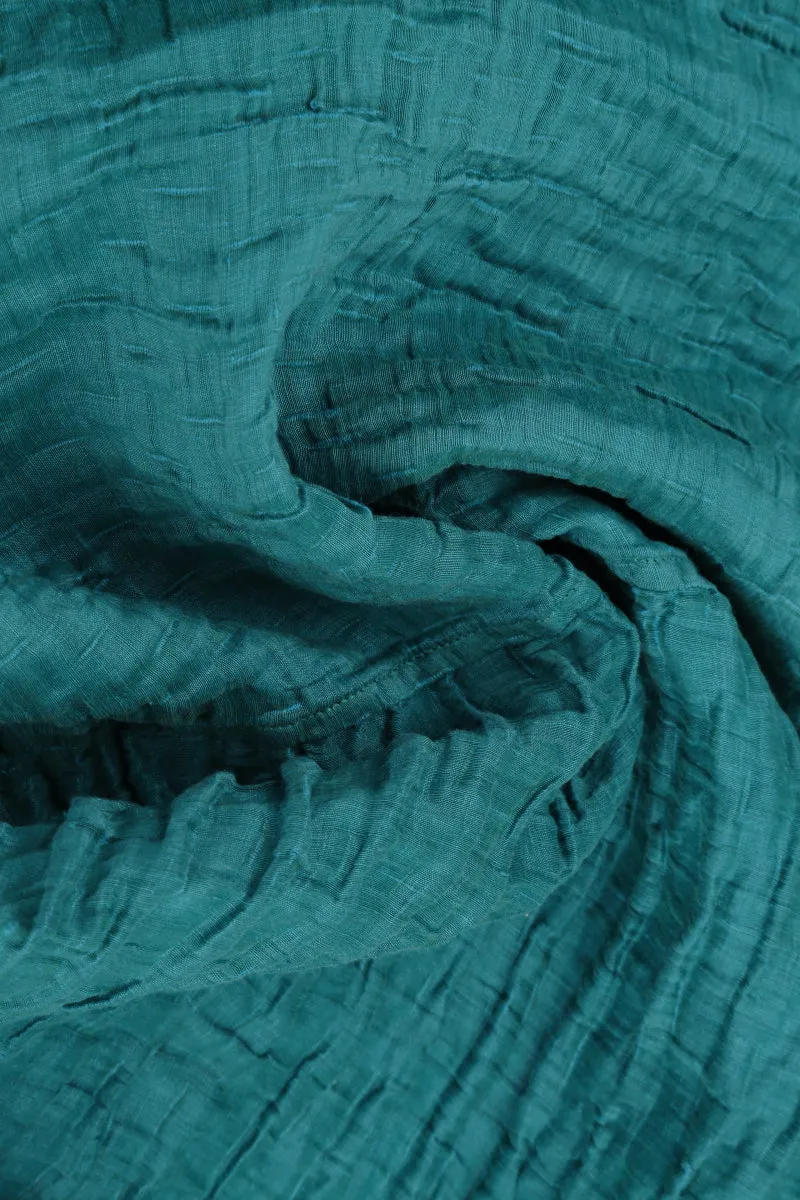 Dropped Edge Turquoise Crinkled Silk Tunic