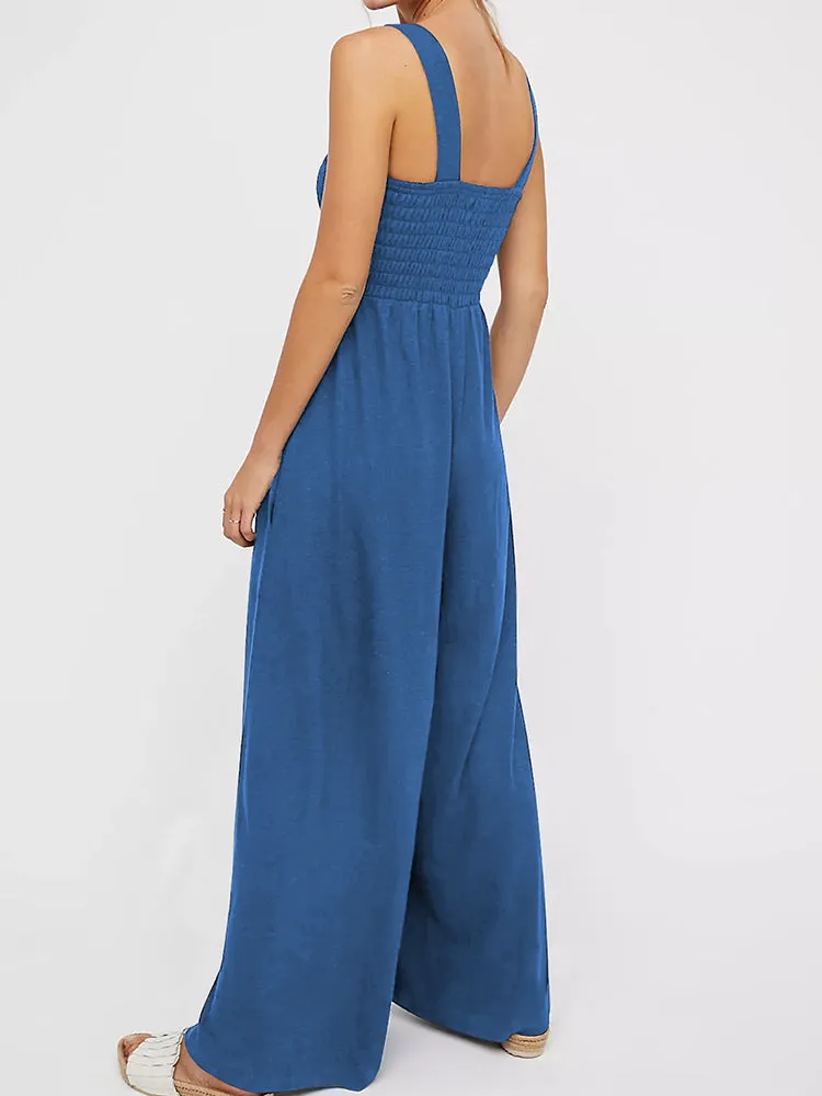 Elegant Solid Color Sleeveless Jumpsuits