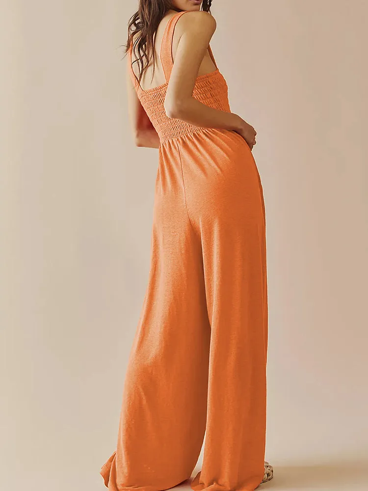 Elegant Solid Color Sleeveless Jumpsuits