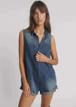 Faded Indigo Hemp Denim Braxton Jumpsuit