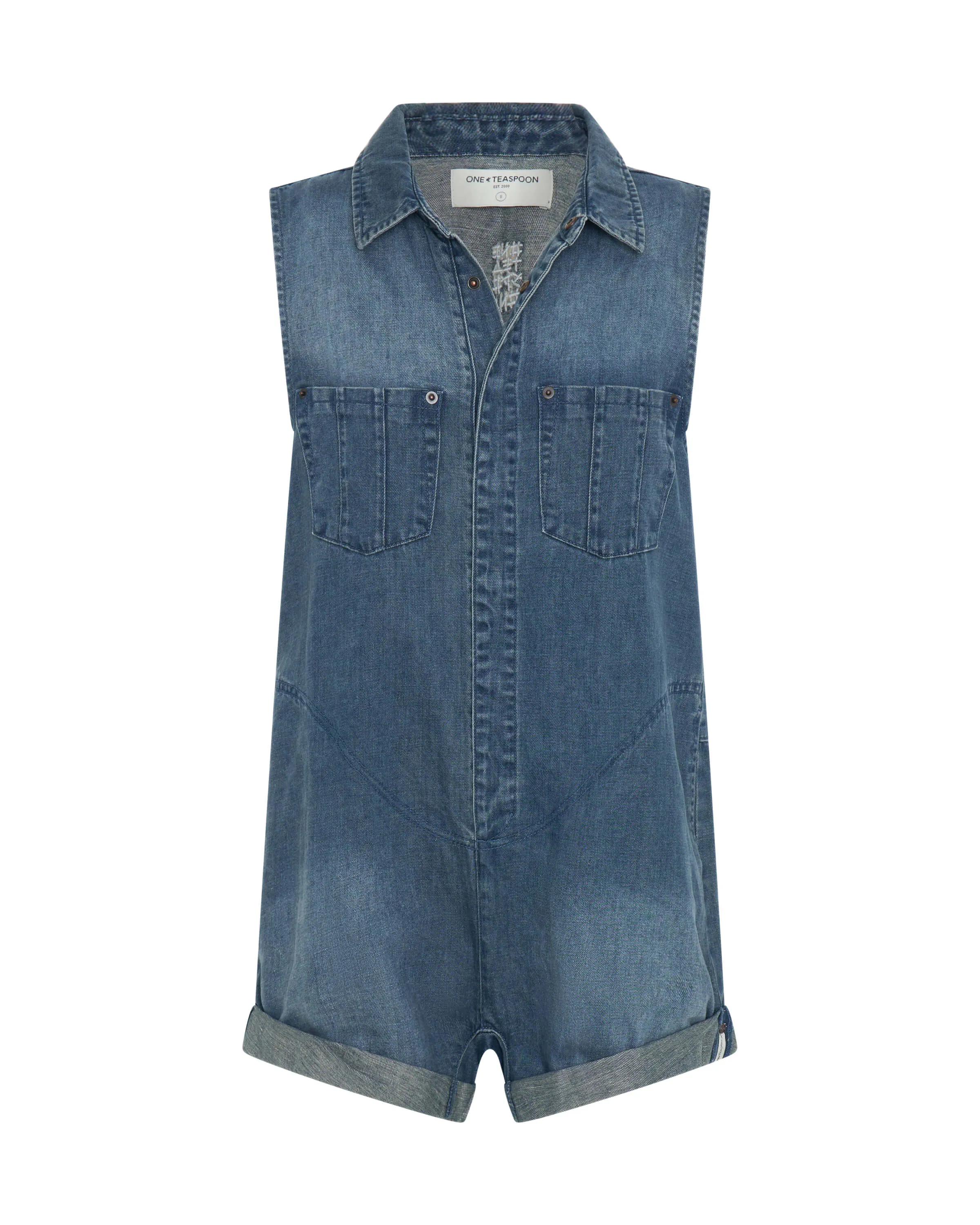 Faded Indigo Hemp Denim Braxton Jumpsuit