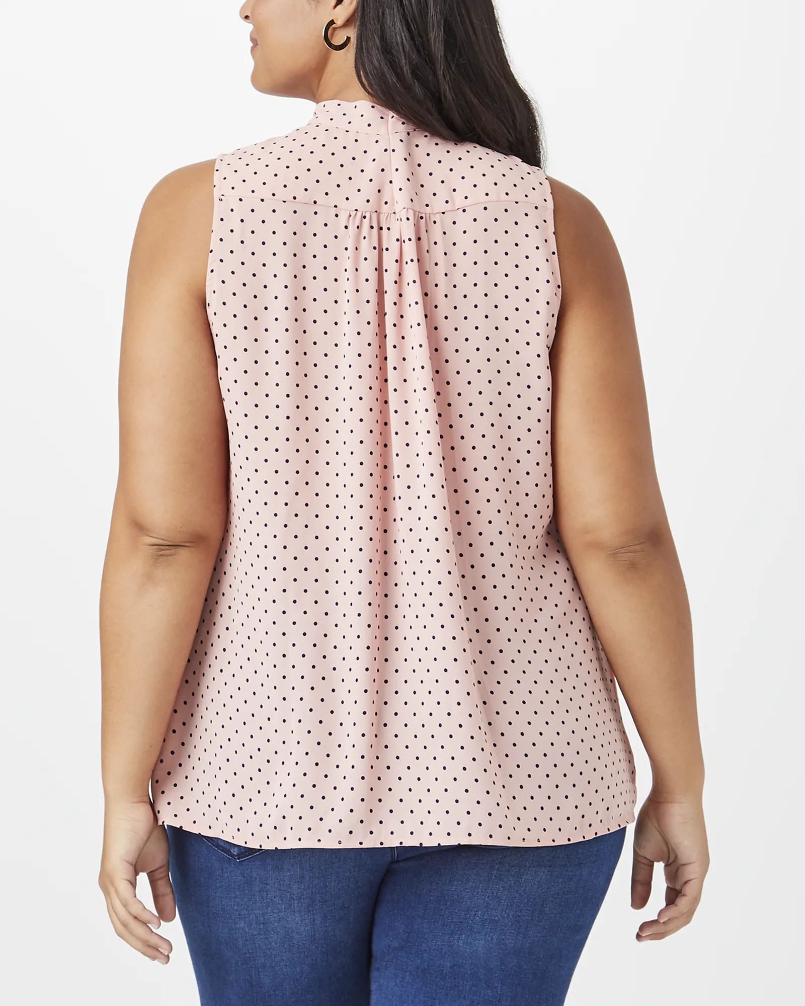 Fatima Tie-Neck Sleeveless Blouse | Pink / Black