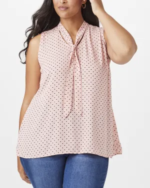 Fatima Tie-Neck Sleeveless Blouse | Pink / Black