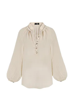 Golab Blouse - Sand & Ivory