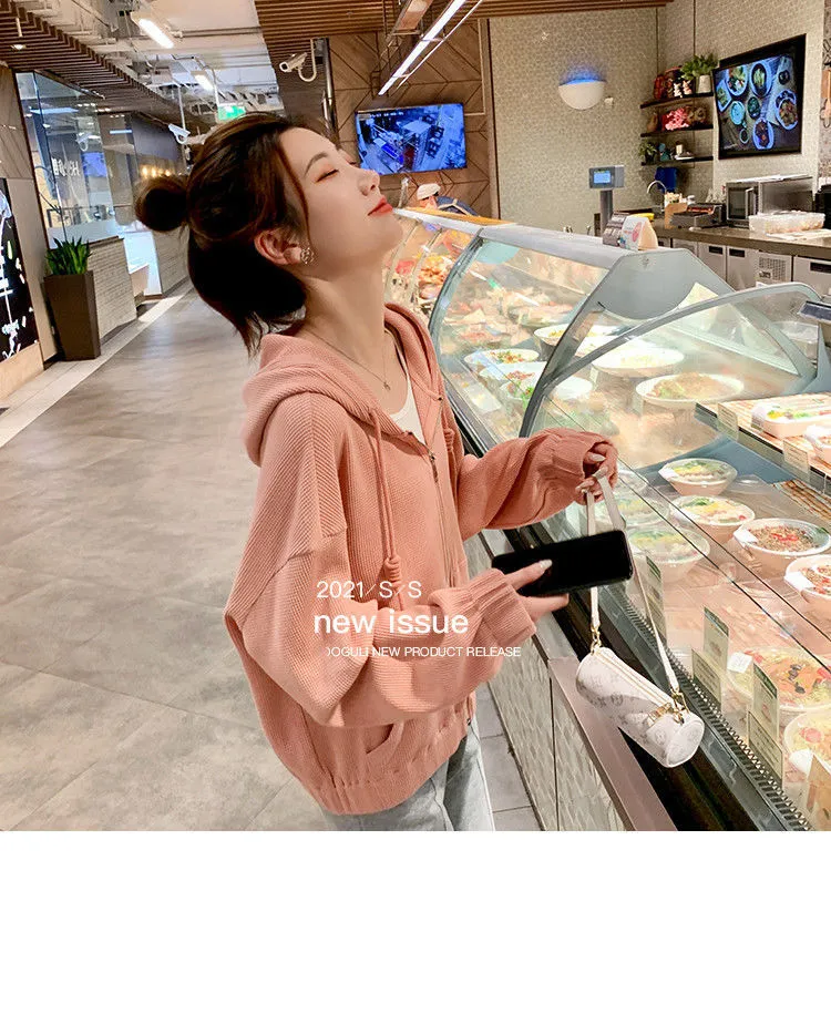 Hooded Short Women Korean Sporty Loose Casual Tops Outerwear