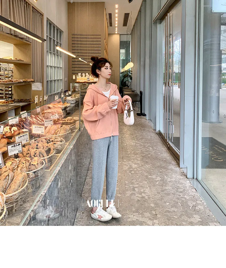 Hooded Short Women Korean Sporty Loose Casual Tops Outerwear