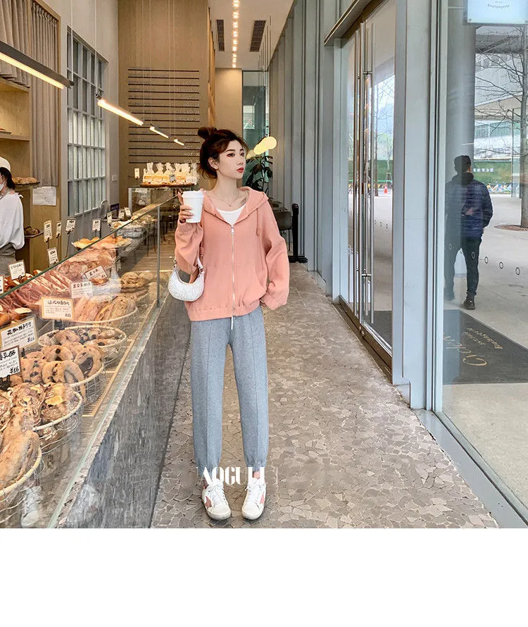 Hooded Short Women Korean Sporty Loose Casual Tops Outerwear