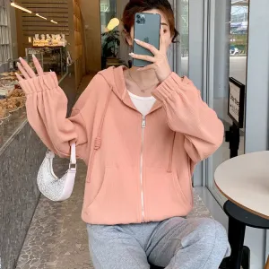 Hooded Short Women Korean Sporty Loose Casual Tops Outerwear