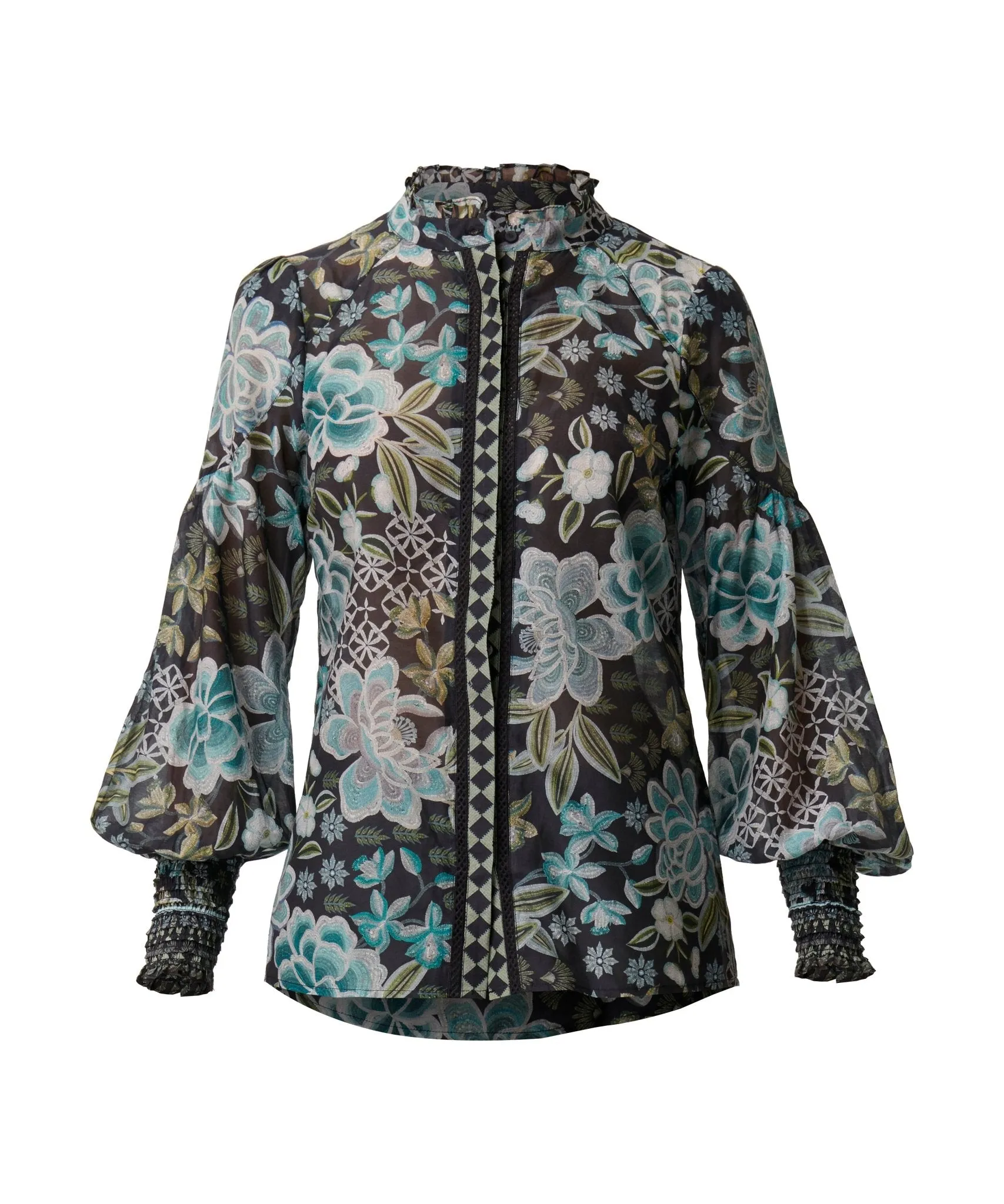 Knox Cotton Silk Shirt in Dahlia Fields