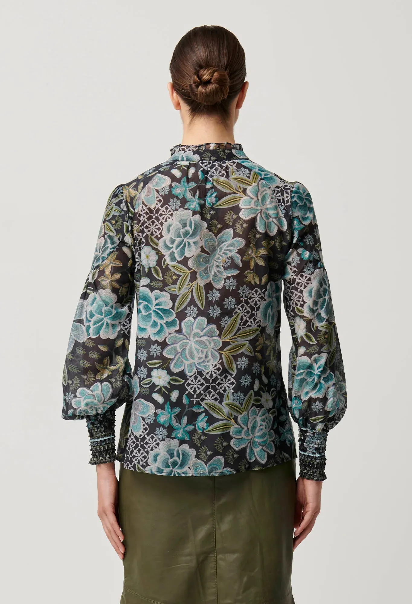 Knox Cotton Silk Shirt in Dahlia Fields