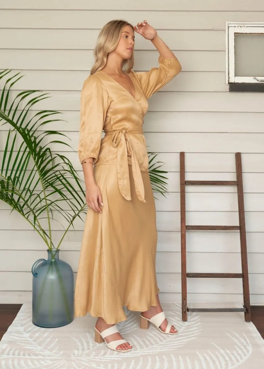 Lina Wrap Top - Taupe