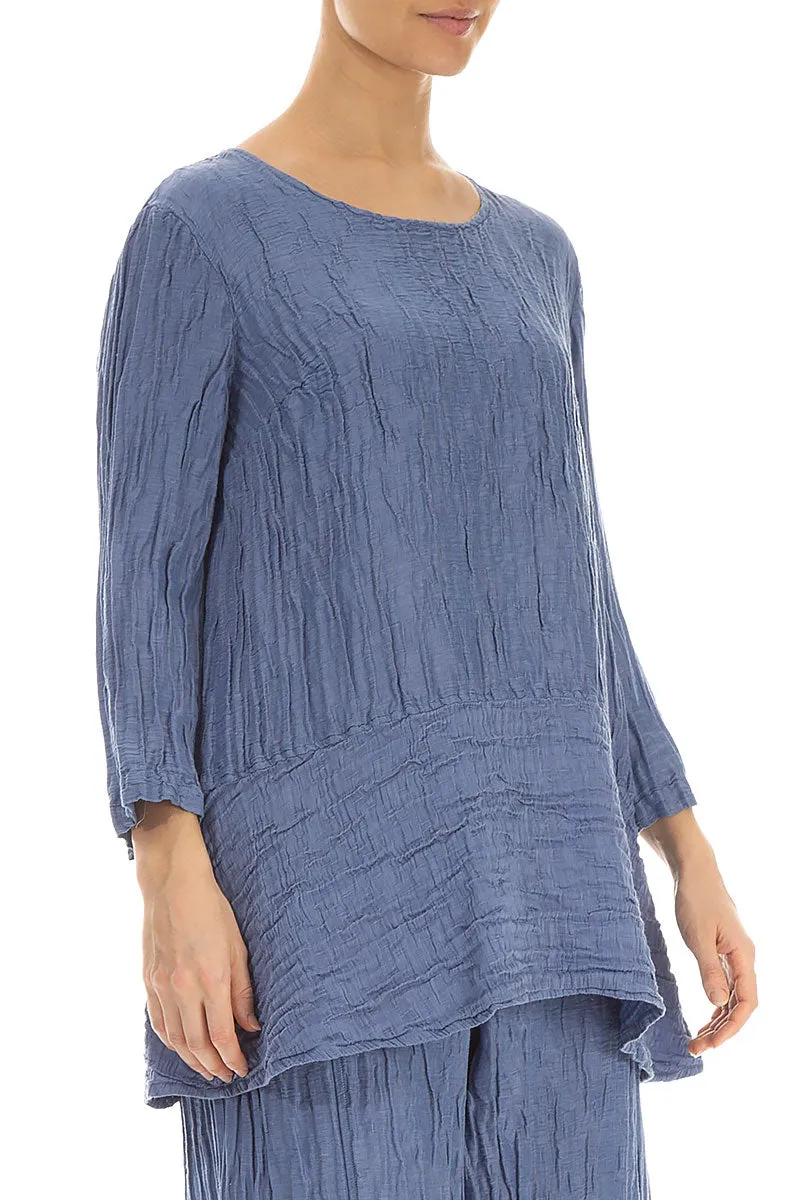 Loose Blue Nova Crinkled Silk Tunic