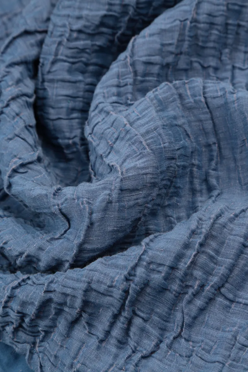 Loose Blue Nova Crinkled Silk Tunic