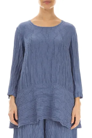 Loose Blue Nova Crinkled Silk Tunic