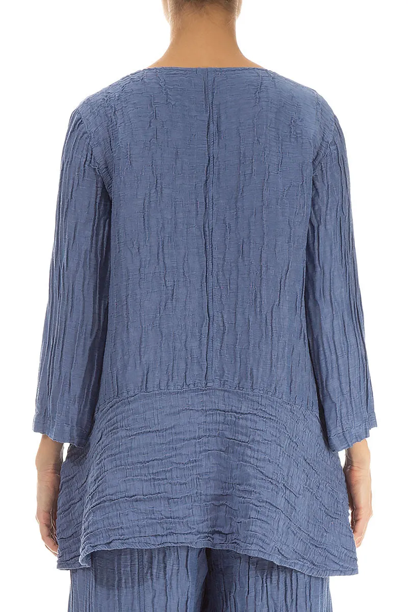Loose Blue Nova Crinkled Silk Tunic