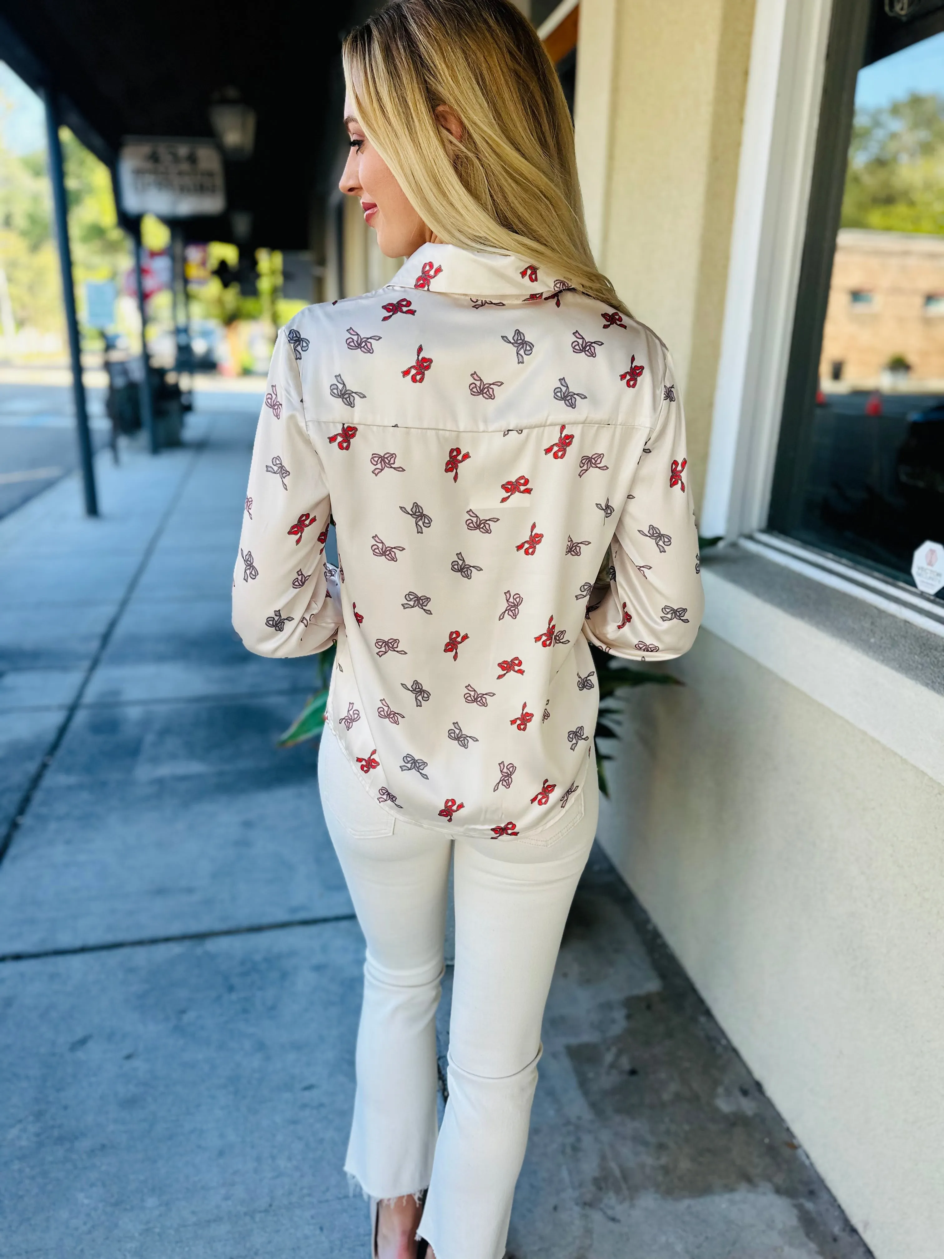 Maeve Bow Top- Ivory Ribbon