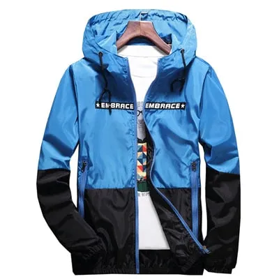 Men's Hip Hop Jacket Windbreaker Hooded Casual Retro Vintage Streetwear