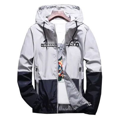 Men's Hip Hop Jacket Windbreaker Hooded Casual Retro Vintage Streetwear