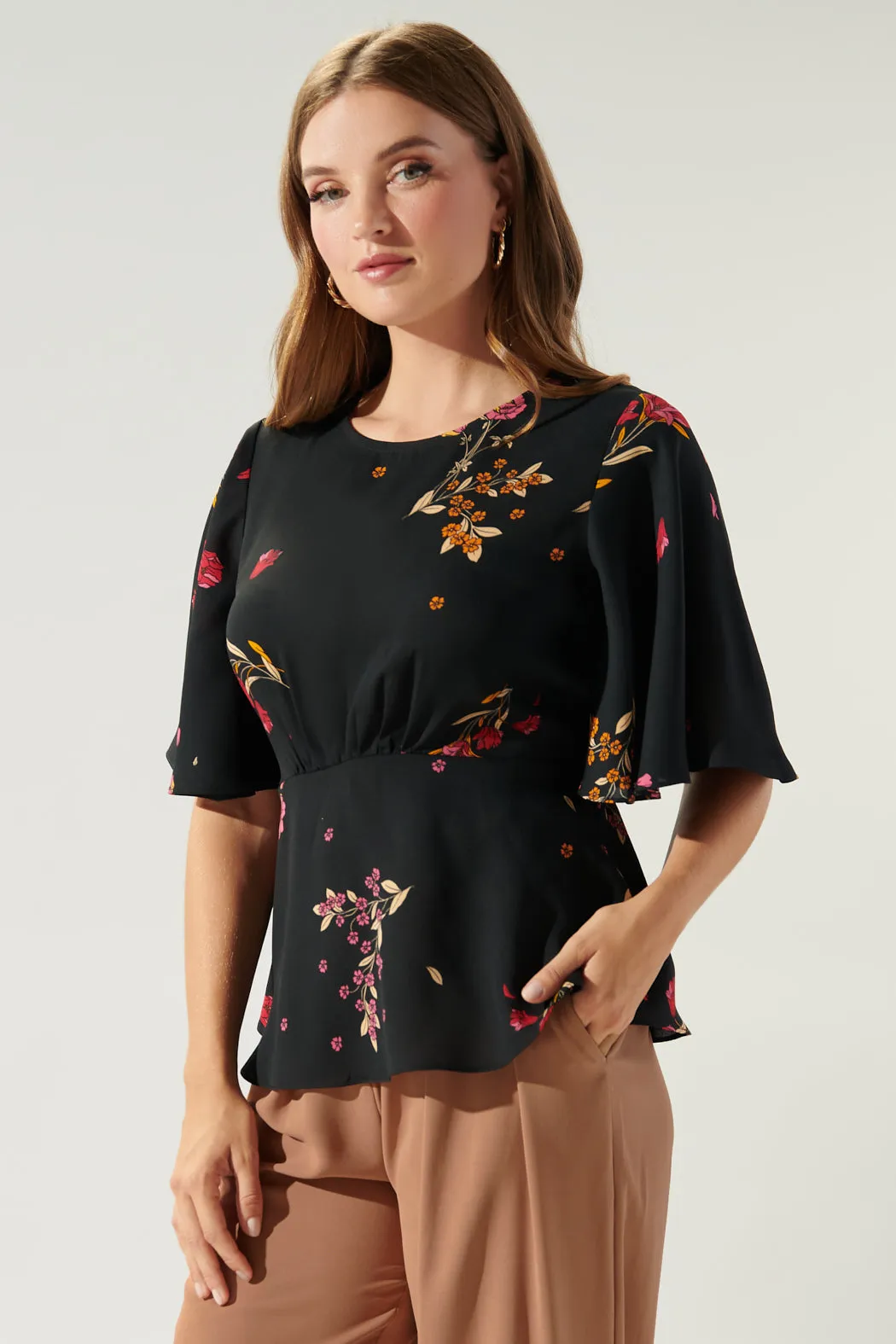 Nightingale Floral Primrose Butterfly Sleeve Top