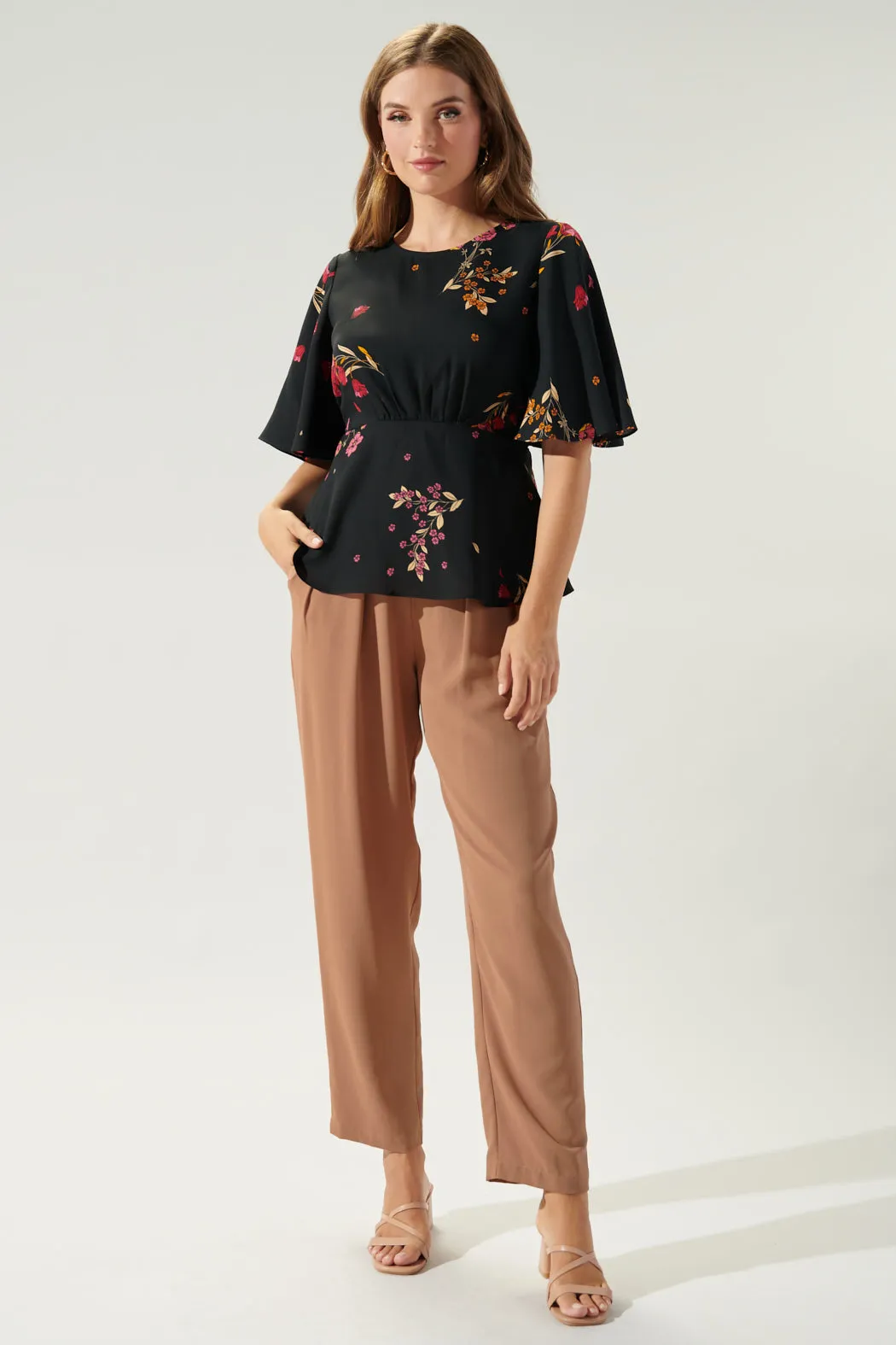 Nightingale Floral Primrose Butterfly Sleeve Top
