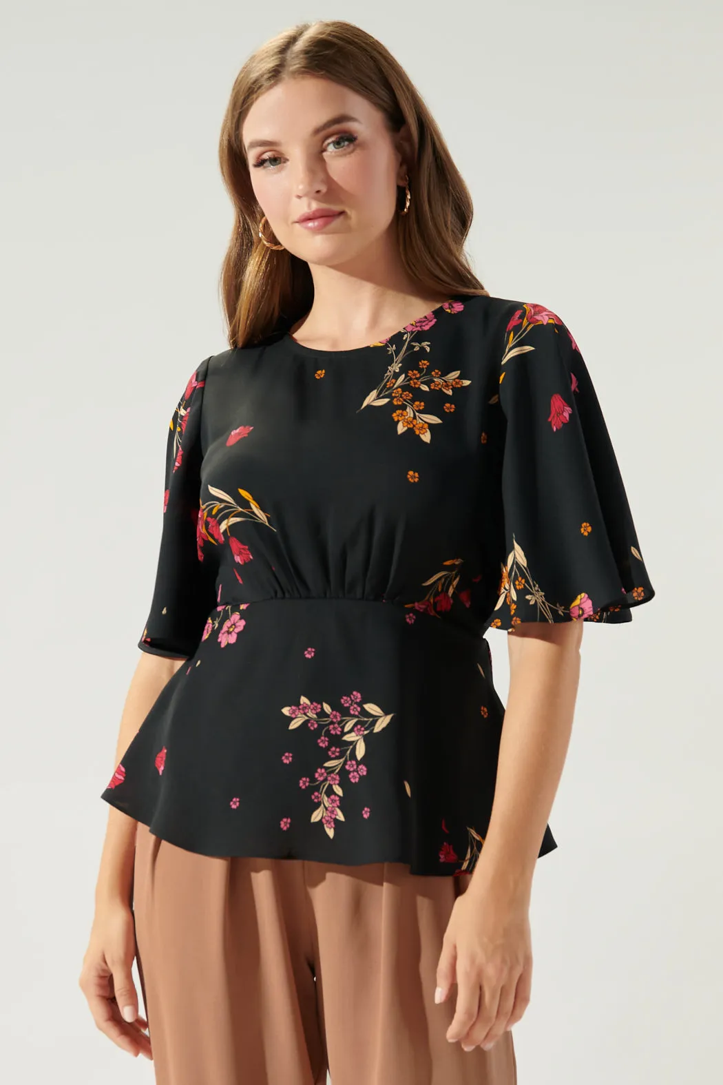 Nightingale Floral Primrose Butterfly Sleeve Top