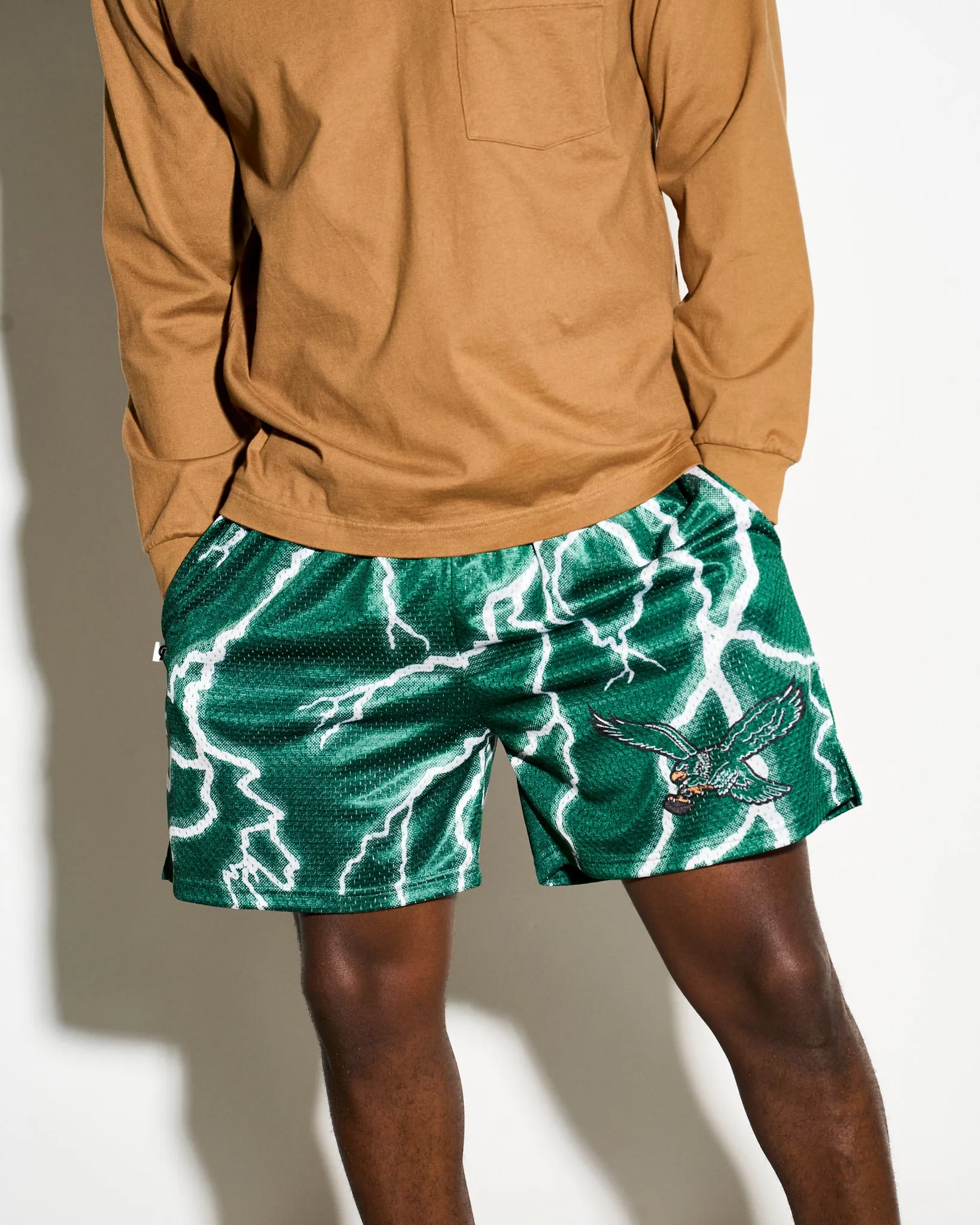 Philadelphia Eagles Kelly Green Lightning Retro Shorts