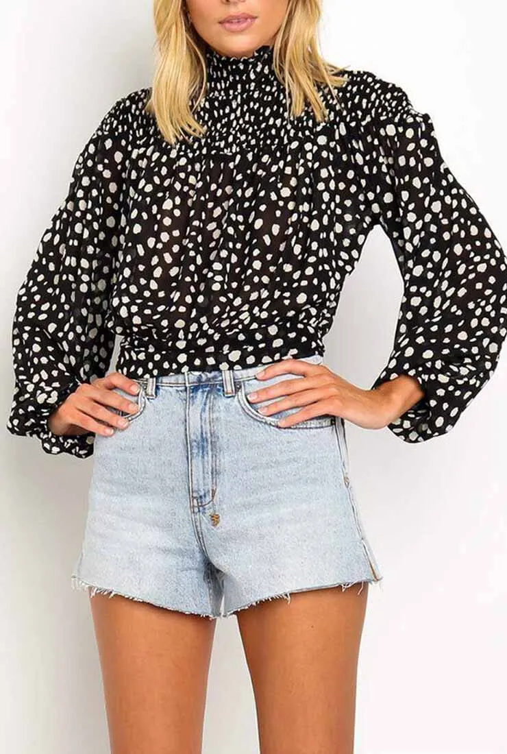 Polka Dot Printed Waist Loose Shirt