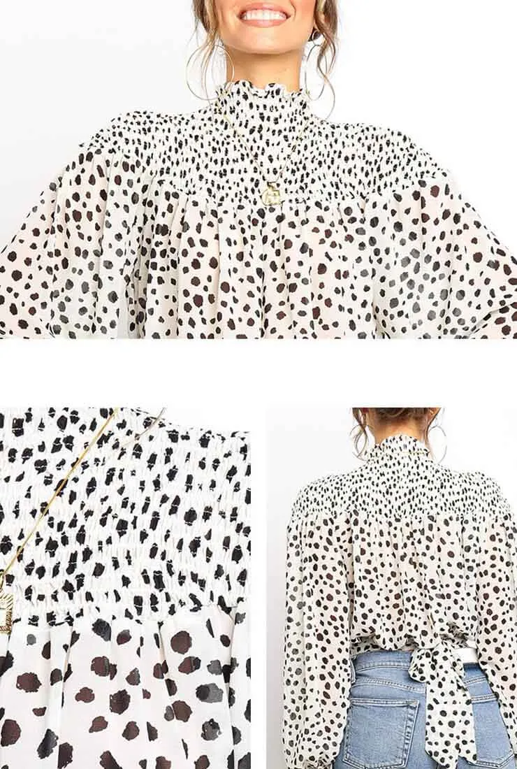 Polka Dot Printed Waist Loose Shirt