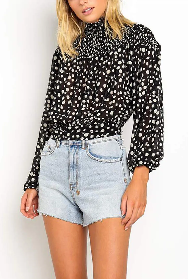 Polka Dot Printed Waist Loose Shirt