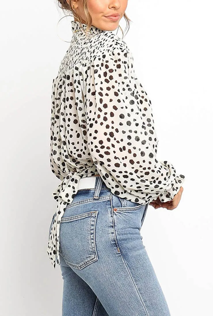 Polka Dot Printed Waist Loose Shirt